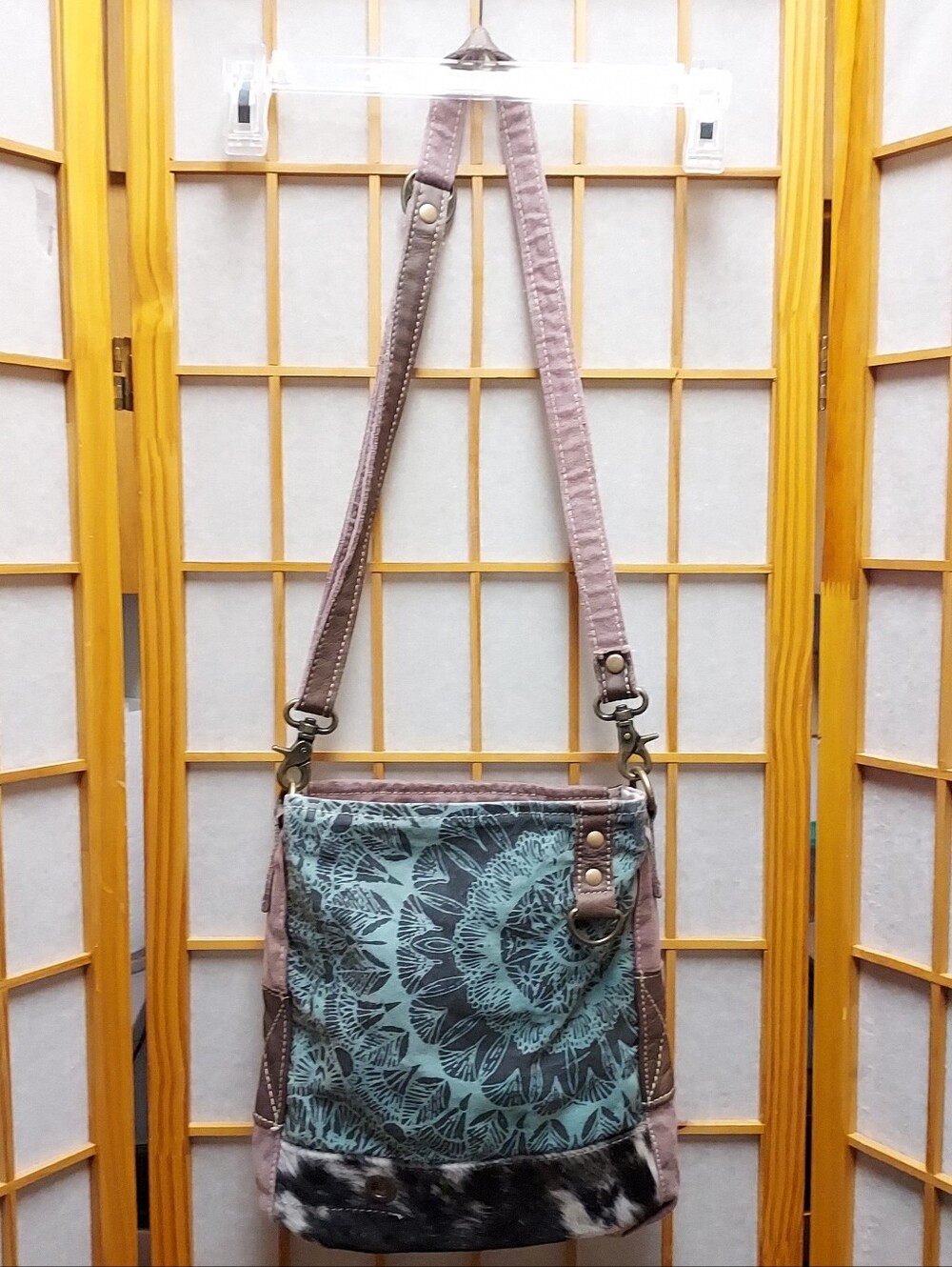 ☮️ Myra Bag Boho Canvas and Leather Crossbody Purse Good/Great Condition